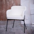 Scaun Fluffy, Homla, 60x57x78 cm, metal/poliester Boucle, ecru