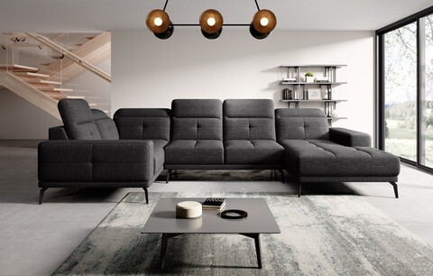 Coltar stanga 6 locuri ELTAP, LT-10MAR, Neviro, 350x201x77 cm, lemn/poliester, negru