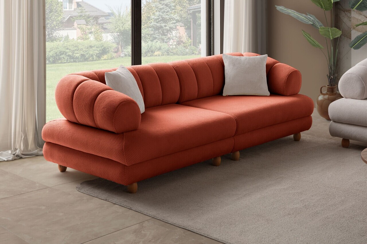 Canapea 3 locuri, Atelier del Sofa, 752EST1163, Lemn de carpen/PAL melaminat, Caramiziu - view 2