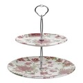 Platou cu 2 niveluri Floral, InArt, Ø26 cm, ceramica, multicolor