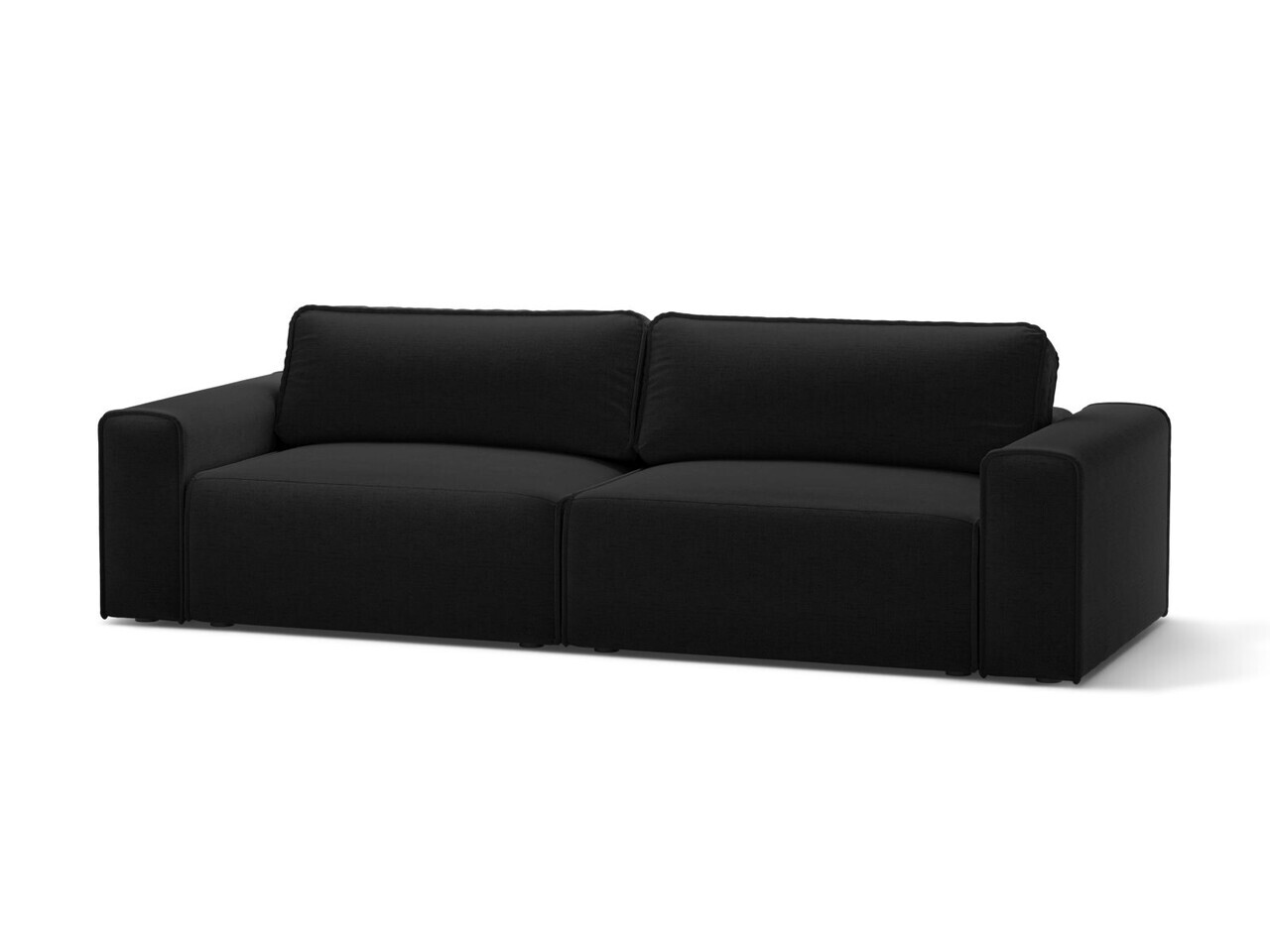 Canapea extensibila 3 locuri, Victor, Micadoni Home, 246x100x83 cm, tesatura structurata, negru — imaginea 2