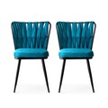 Set 2 scaune, Nmobb, Kusakli 158, 43 x 82 x 43 cm, metal, negru/bleu