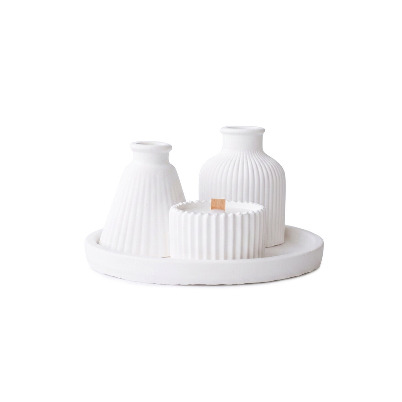 Set de lumanari, Ers1281 HC, BETON, Alb — imaginea 3