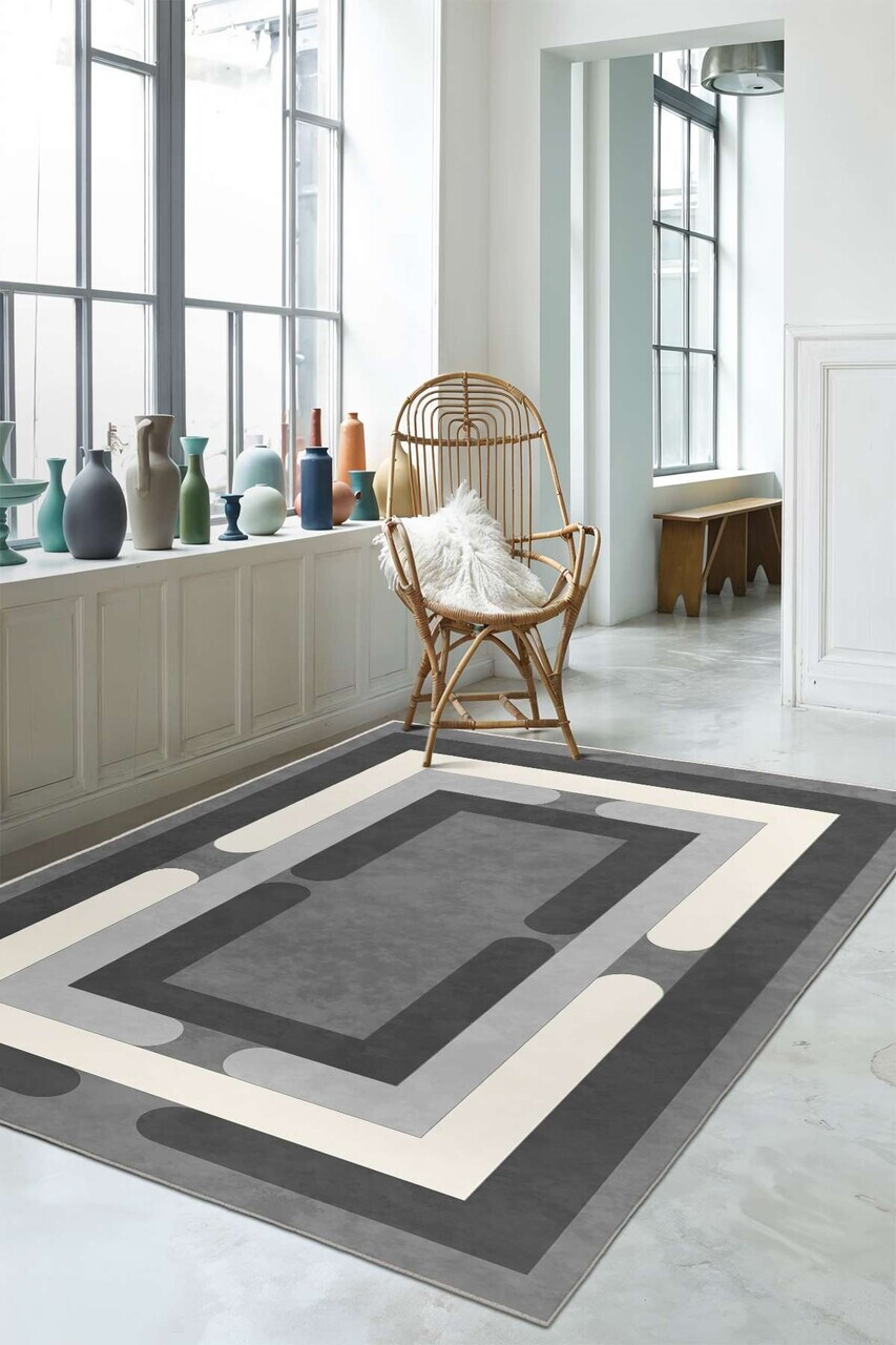 Covor, Sftkece047, 80x120 cm, Poliester, Antracit — imaginea 4