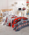 Set cuvertura pique Single, Crazy - Red, EnLora Home, Bumbac