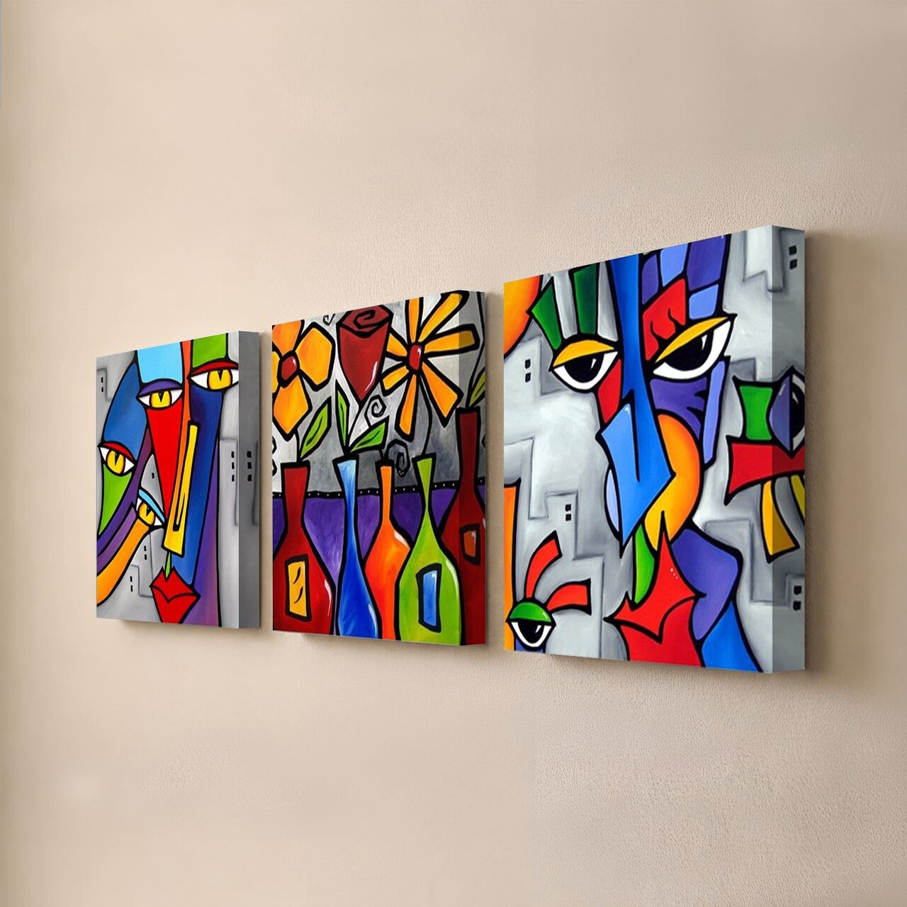 Set 3 tablouri decorative, DRPRC02, Cadru: 100% LEMN (grosime: 3 cm), Multicolor - view 2