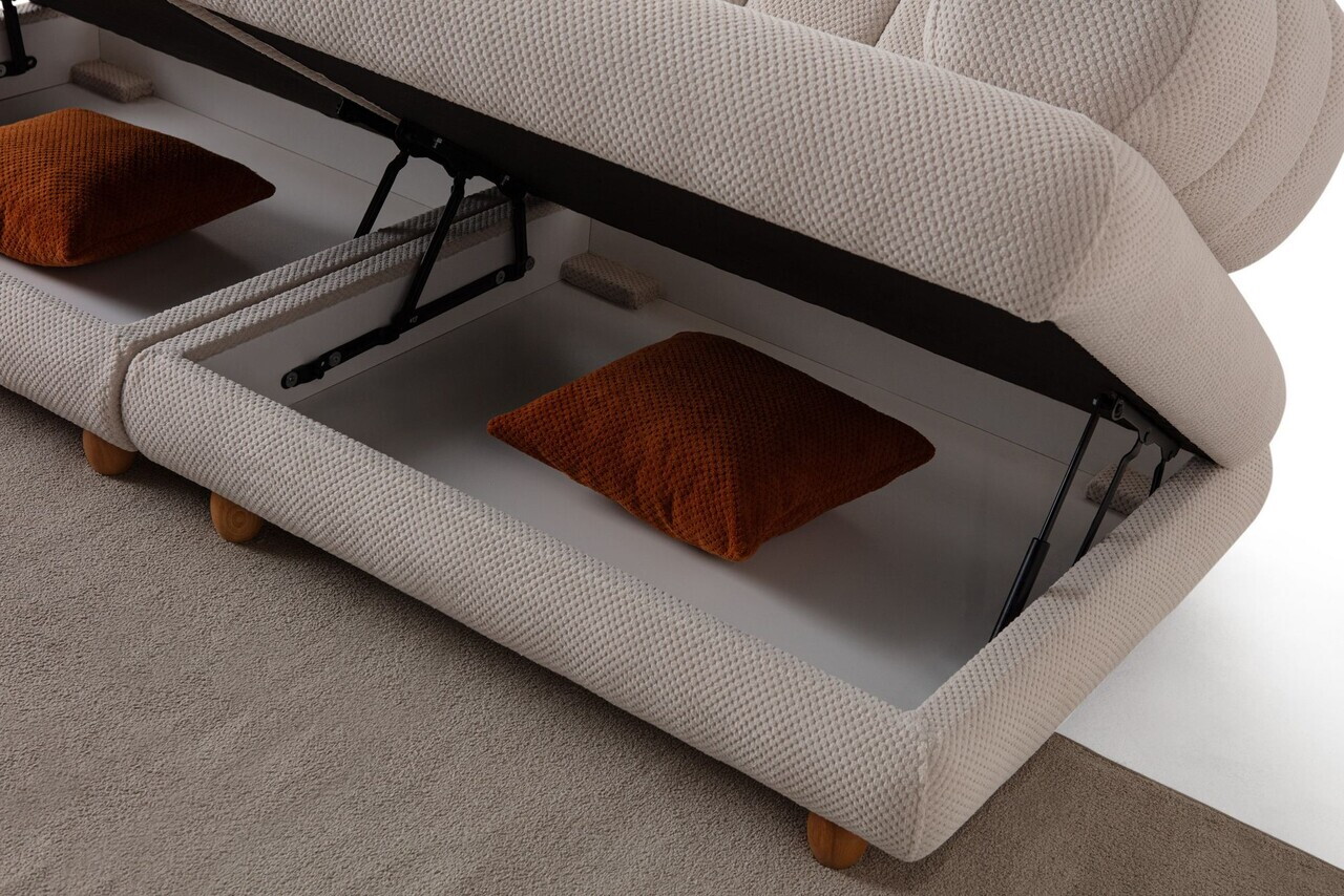 Canapea 3 locuri, Atelier del Sofa, 752EST1156, Lemn de carpen/PAL melaminat, Bej - view 9
