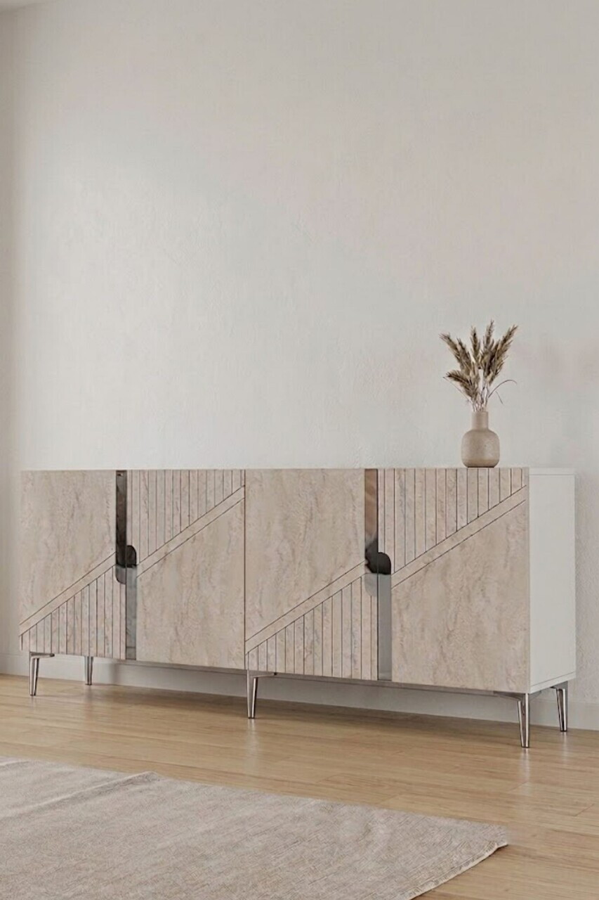 Consola, Hanah Home, Evva 150, 125x75x32 cm, Alb / Argintiu — imaginea 3