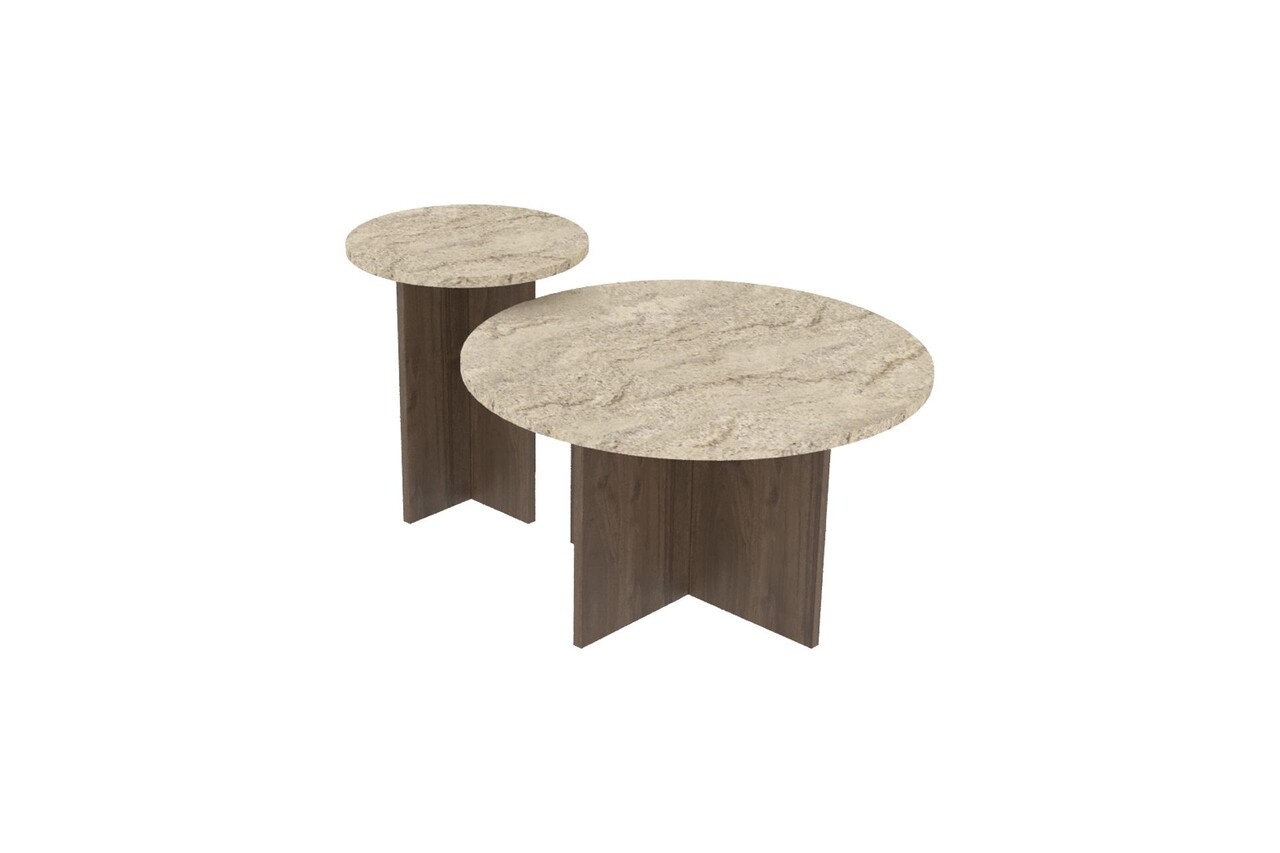 Set masute de cafea, Hanah Home, Private, Travertin / Nuc - view 4