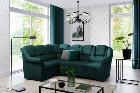 Coltar extensibil stanga 3 locuri ELTAP, LII-093, Lord II, 243x195x112 cm, lemn/poliester, verde inchis