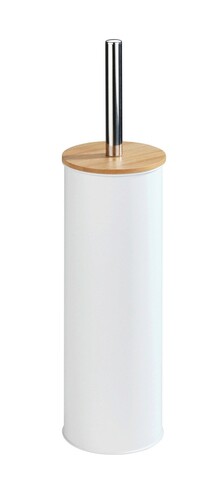 Perie pentru toaleta, wenko, tortona, 9.5 x 38.5 x 9.5 cm, metal, alb