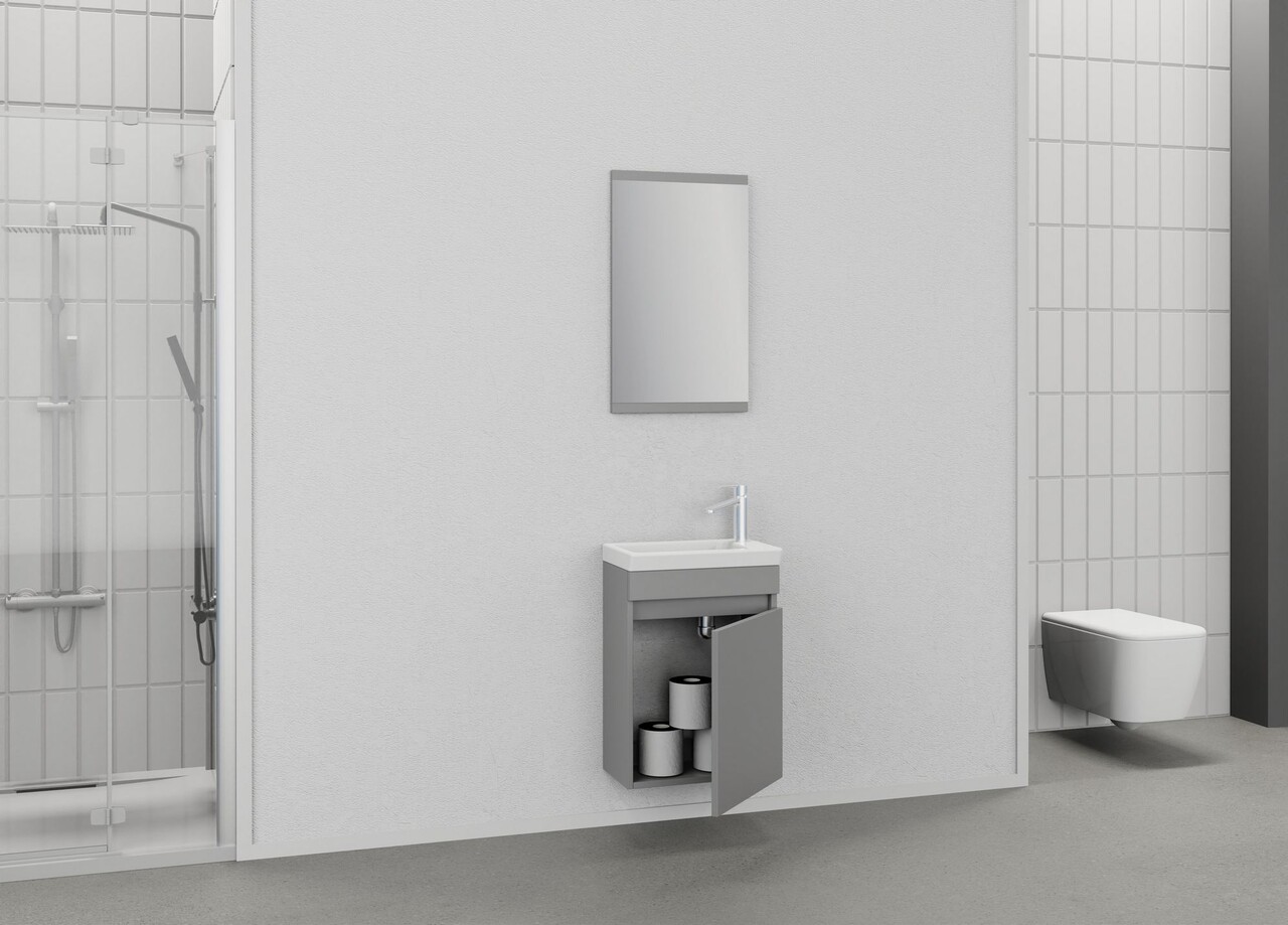 Set mobilier de baie (2 piese), Hanah Home, Mare 45, Gri Mat - view 4