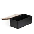 Cutie pentru paine Lomas, Homla, 33x18x13 cm, inox/lemn, negru/natur