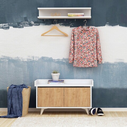 Cuier de perete, mod design, stato, stejar / alb