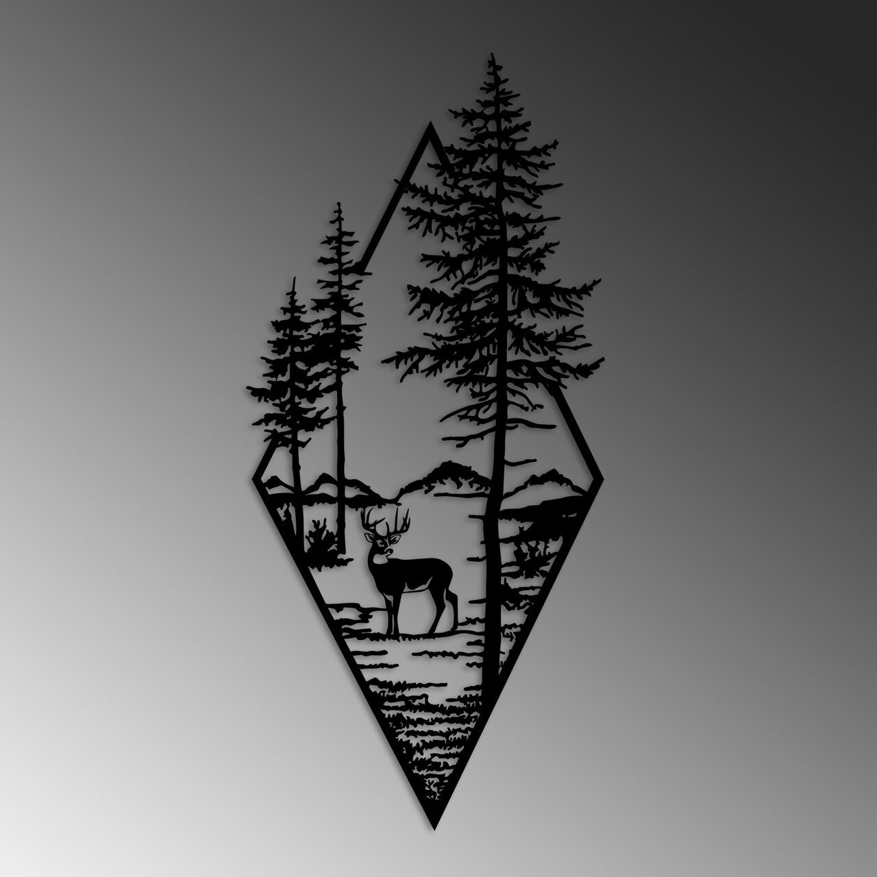 Decoratiune de perete, Deer, (Grosime: 1,5 mm), Negru - view 6