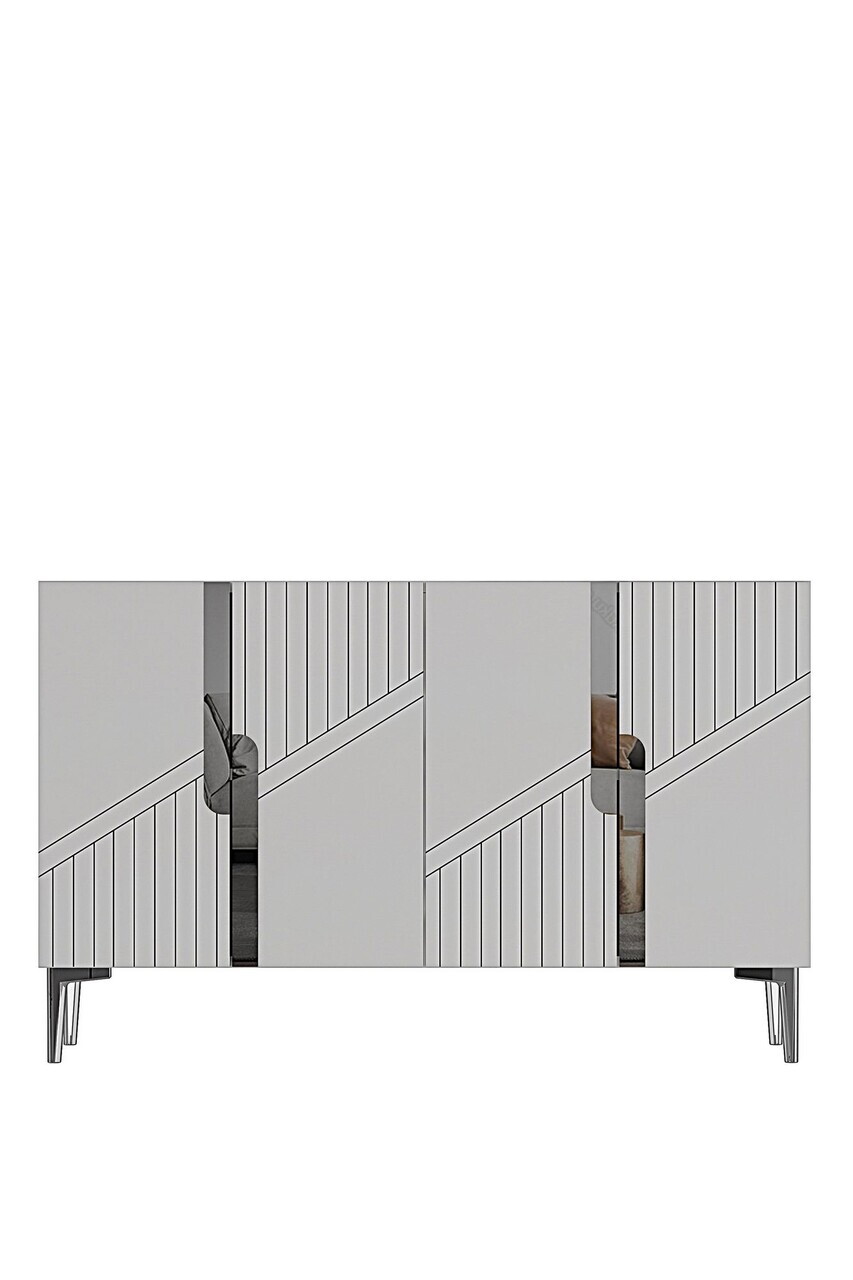 Consola, Hanah Home, Evva 120, 120x75x32 cm, Alb / Argintiu — imaginea 2