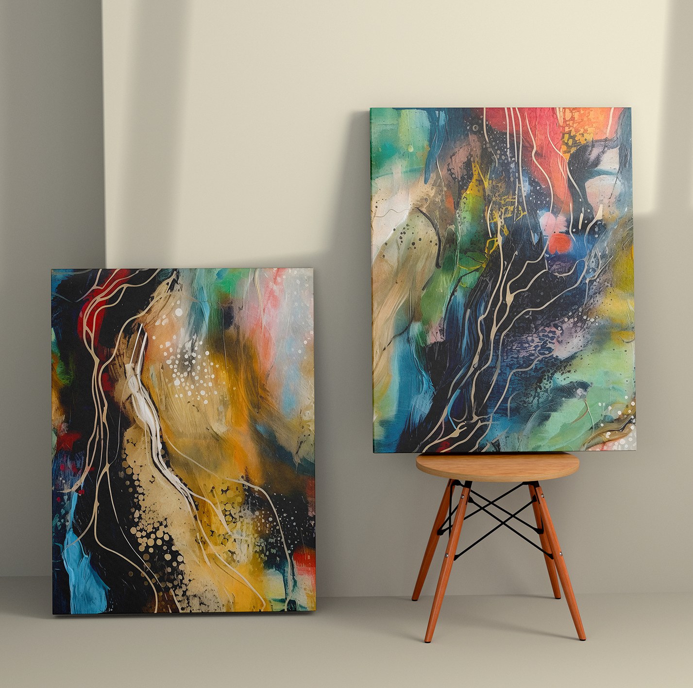 Tablou decorativ, 2KNV4380, Canvas, Lemn, Multicolor