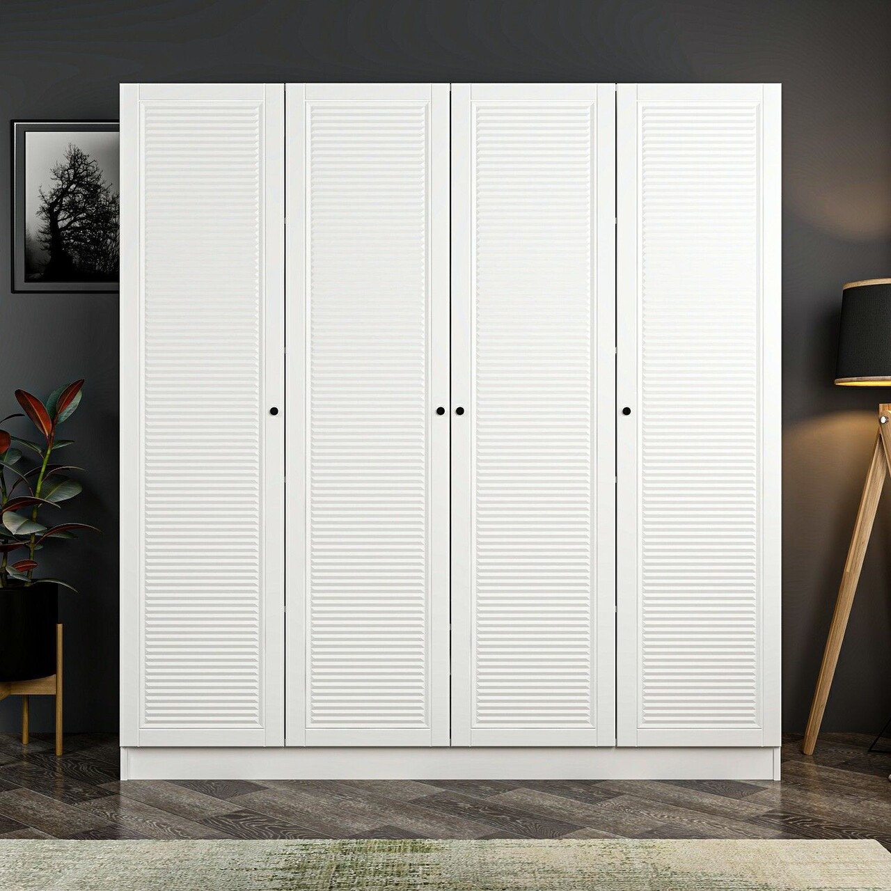 Dulap pentru haine, Minerva, Kale Mebran, 180x190x52 cm, PAL, Alb - 1 | YEO