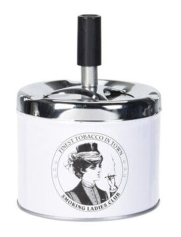 Scrumiera Smoking Ladies Club, 9×12 cm, metal, alb/negru Excellent Houseware