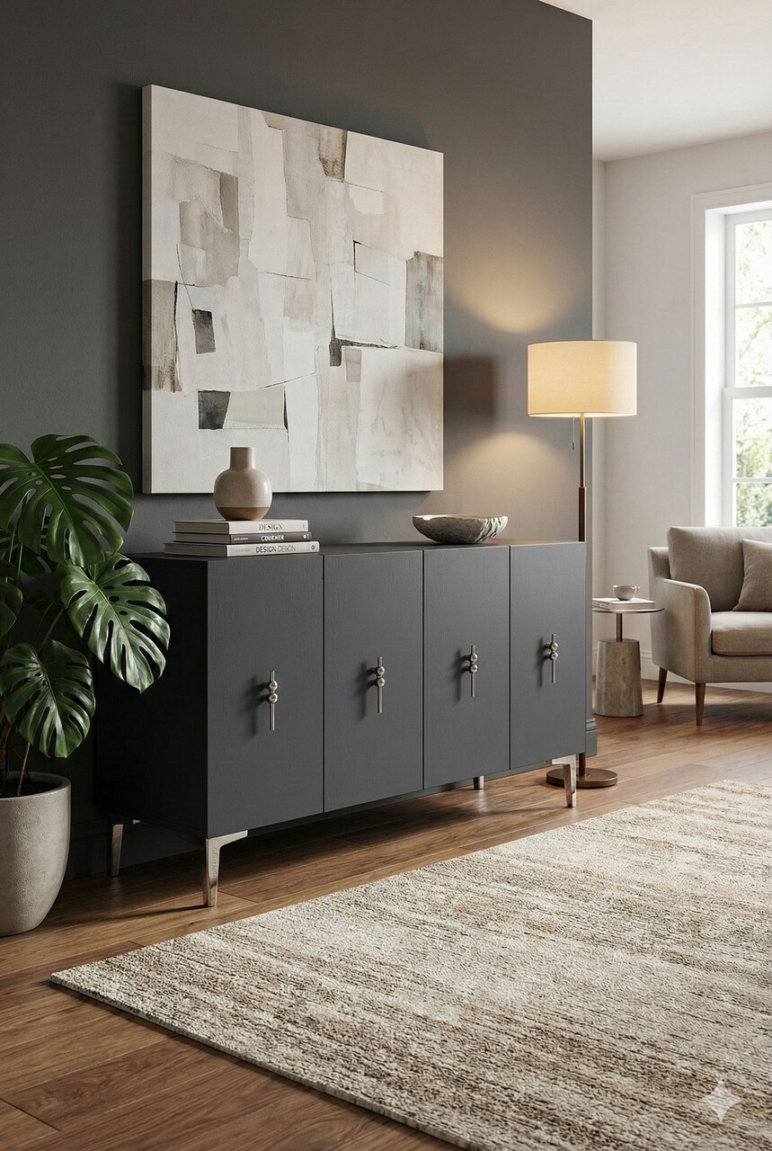 Consola, Hanah Home, Salkım 120, 120x79x32 cm, Antracit / Argintiu - view 2
