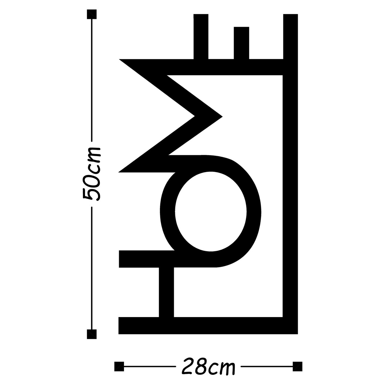 Decoratiune de perete, Home, Metal, Dimensiune: 28 x 50 cm, Negru