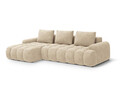 Coltar extensibil stanga 3 locuri, Linz, Cosmopolitan Design, 275x142x84 cm, catifea, bej deschis