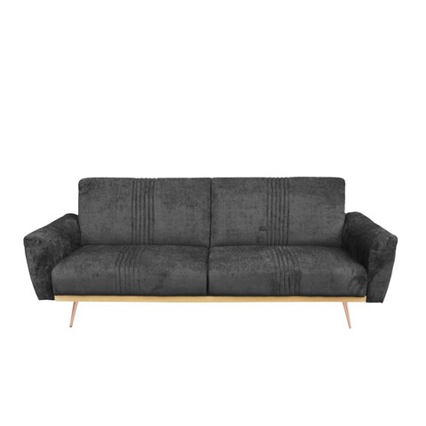 Canapea extensibila 3 locuri Samtige, Homla, 212x84x86.5 cm, lemn/catifea din poliester, negru