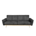 Canapea extensibila 3 locuri Samtige, Homla, 212x84x86.5 cm, lemn/catifea din poliester, negru
