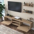 Comoda TV cu 2 rafturi, Wren, M48 - 1044, pal melaminat, nuc
