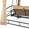 Pavilion cu leagan de 3 locuri si functie pat, Damaris, 232 x 149 x 233 cm, negru/bej