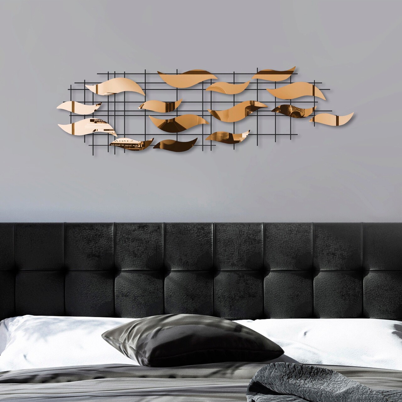 Decoratiune de perete, Lumos, Metal, Latime: 110 cm / Inaltime: 32 cm / Adancime: 4 cm, Multicolor - 1 | YEO
