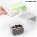 Set 2 recipiente de bucatarie cu adeziv detasabil + lingurite, Handstore InnovaGoods, 420 ml