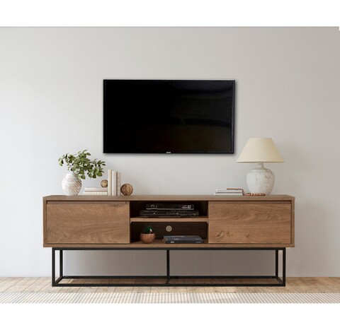 Comoda tv rodez, sapphire, 140x40x50 cm, maro/negru