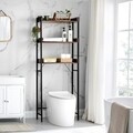 Raft de depozitare peste toaleta, Vasagle, 63 x 25 x 165 cm, PAL/otel, maro rustic/negru