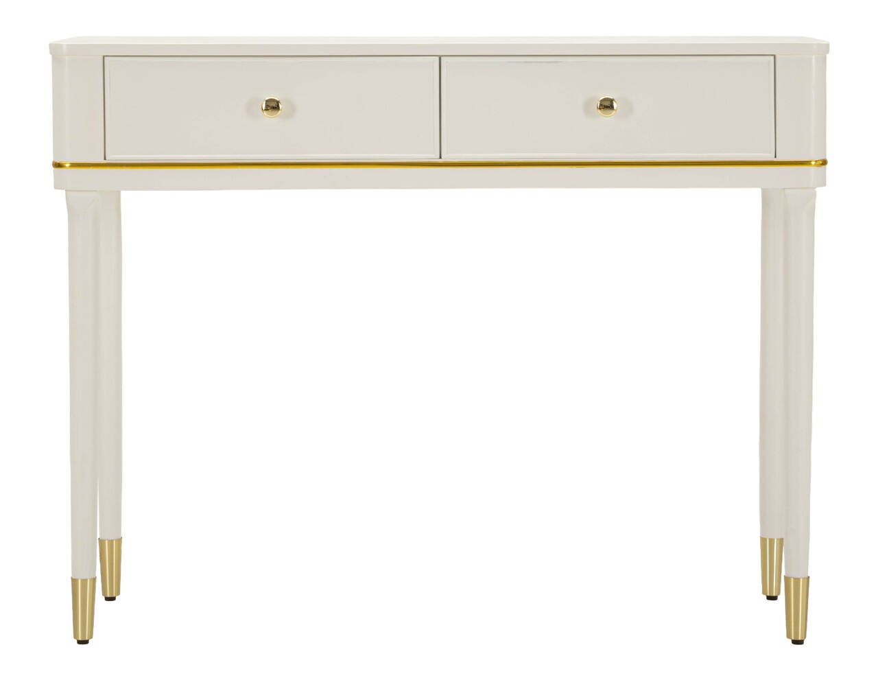 Consola, Mauro Ferretti, Camille, 101x37x78 cm, lemn de pin, alb/auriu - imagine 6