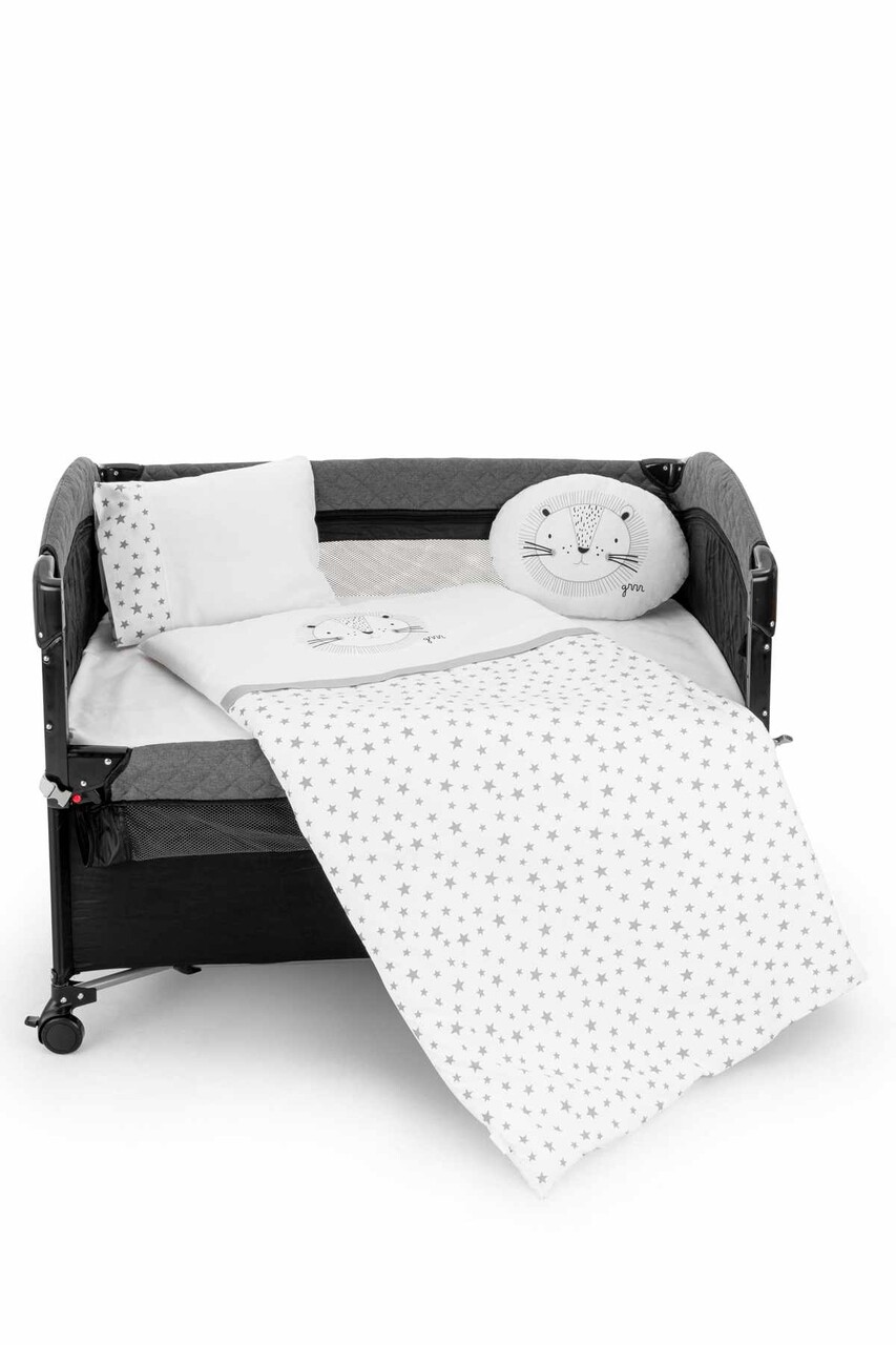 Set de dormit pentru bebelusi cu protectie laterala, Wallxpert, Park, Gri - imagine 3