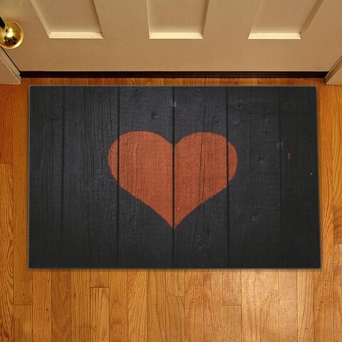 Covoras de intrare Red heart, Casberg, 38×58 cm, poliester, rosu/negru Casberg