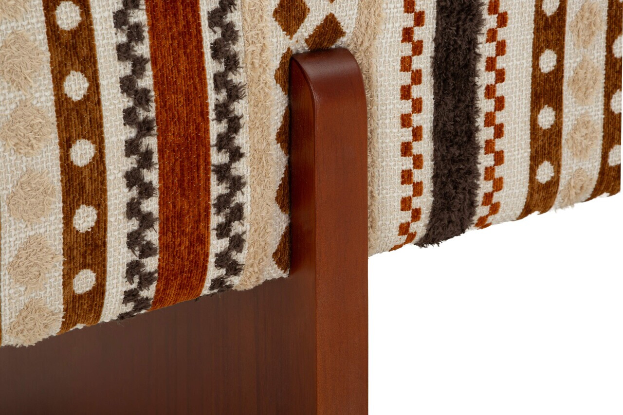 Bancheta, Mauro Ferretti, Ethnic, 120x45x43 cm, poliester/lemn masiv, multicolor — imaginea 3