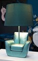 Lampa de masa Midcentury, Mauro Ferretti, 1 x E27, 40W, 26x43 cm, polirasina/fier, turcoaz