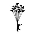 Decoratiune de perete, Flying Boy 3, Metal, Dimensiune: 45 x 85 cm, Negru