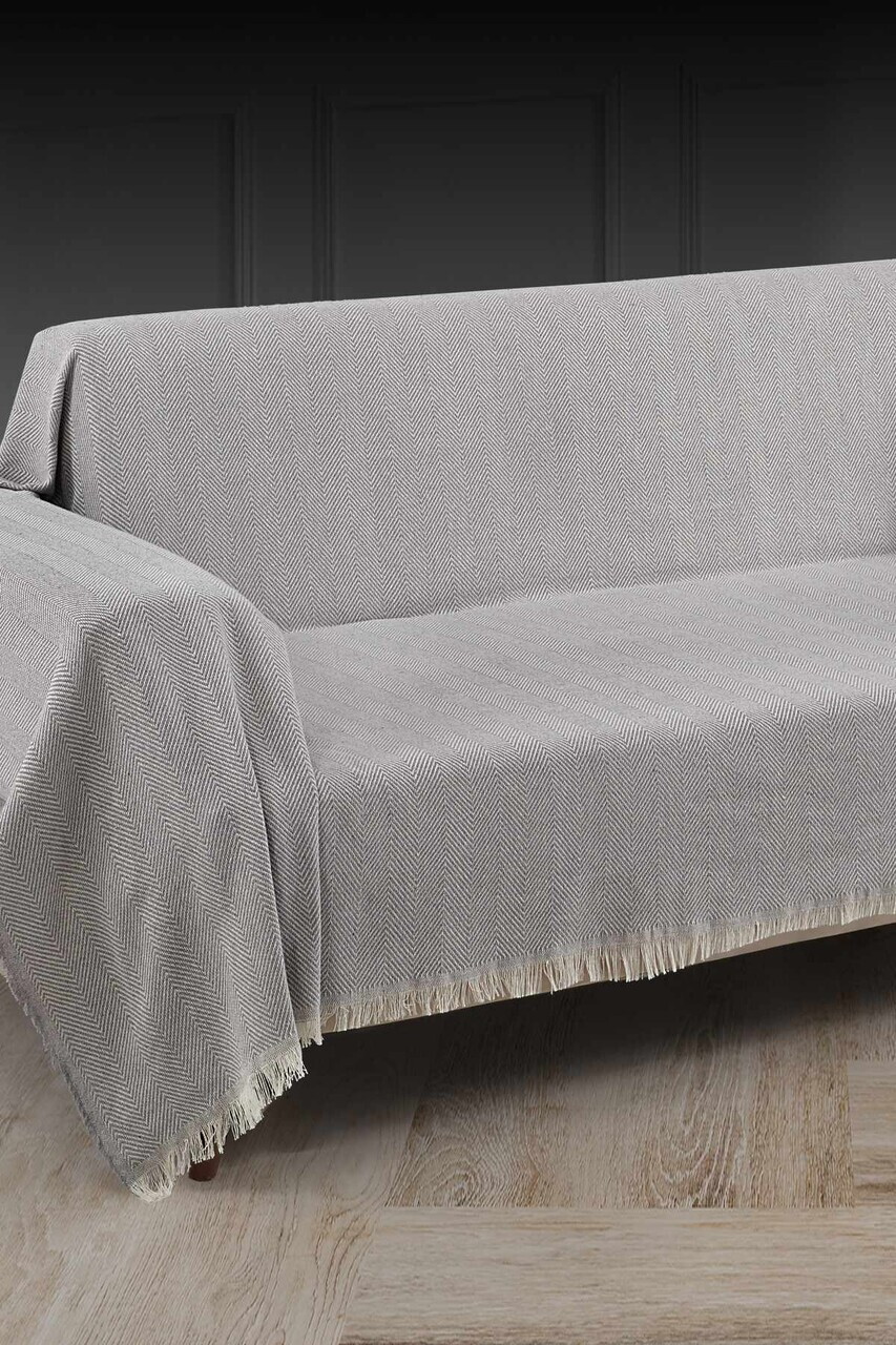 Cuvertura de pat, L'essentiel Maison, 3M Baglamasiz, Bumbac, Gri — imaginea 2