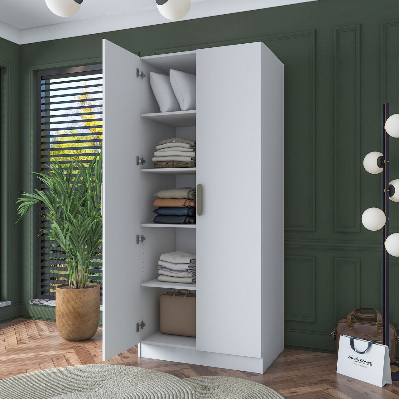 Dulap pentru haine, Hanah Home, BA160, 90x210x57.5 cm, PAL melaminat, Alb - view 5
