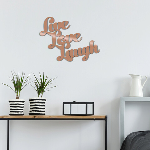 Decoratiune de perete, lıve love laugh, metal, dimensiune: 52 x 38 cm, cupru