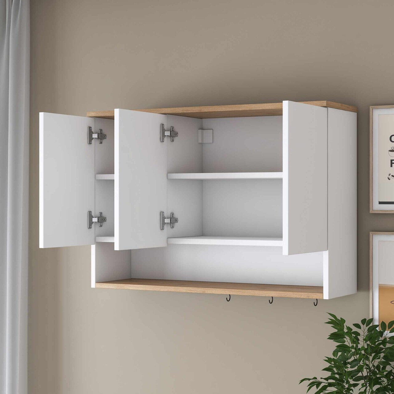 Dulap multifunctional, Hanah Home, JE237, 90x61.8x27.5 cm, Alb/Maro — imaginea 6