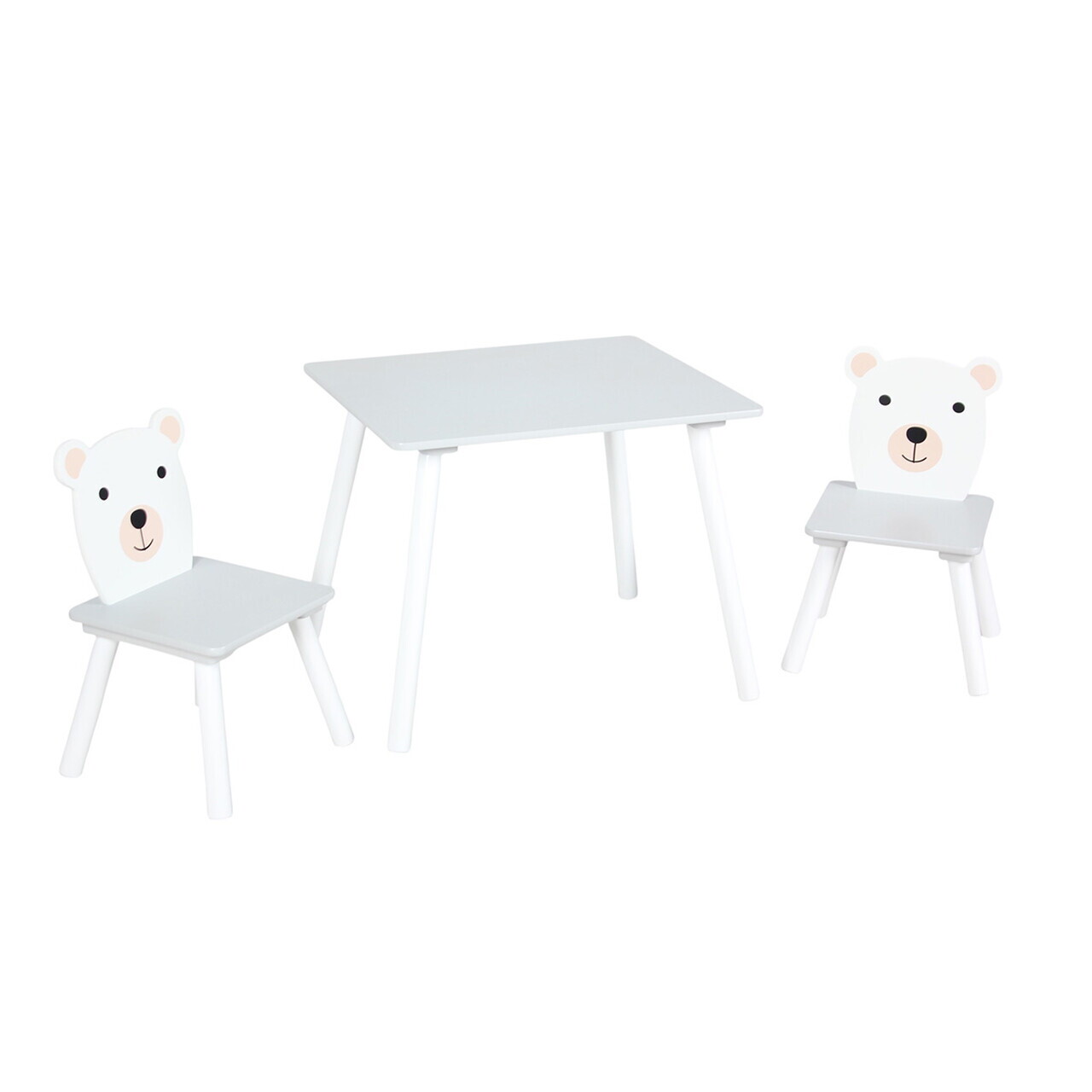 Set birou cu 2 scaune Bear, U-Grow, 60x48x44 cm / 26.5x26.5x48 cm, MDF/polipropilena, alb/natur - view 3