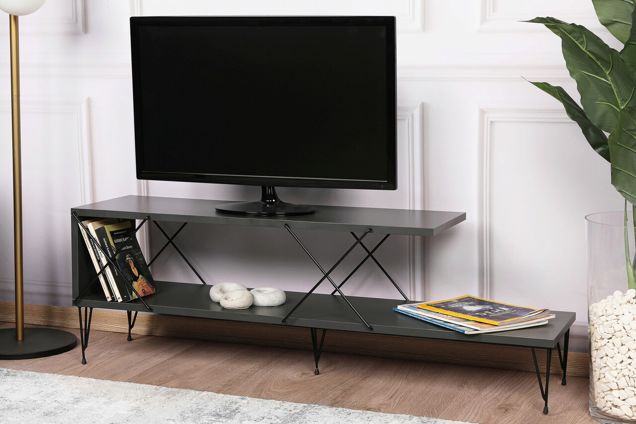 Comoda TV, Kalune Design, Street, 120x40x30 cm, Antracit - 1 | YEO