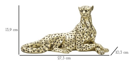 Decoratiune, Mauro Ferretti, Leopard, 27.3 x 10.3 x 13.9 cm, polirasina, auriu/negru