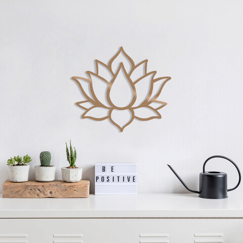 Decoratiune de perete, lotus flower 1, metal, dimensiune: 50 x 43 cm, cupru