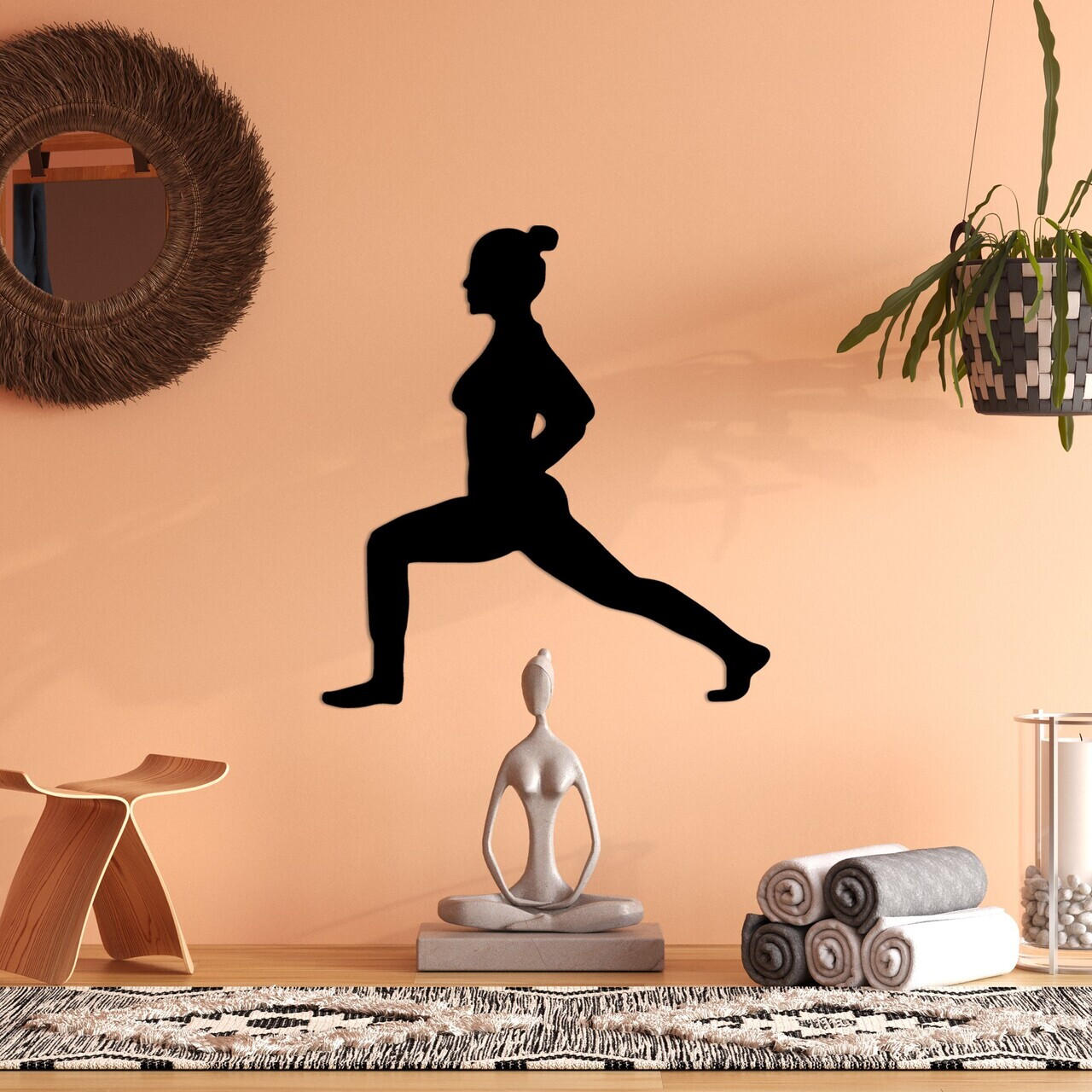Decoratiune de perete, Yoga 4, Dimensiuni: 51 x 55 cm, Negru — imaginea 2