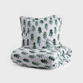 Lenjerie de pat King Size, Pinno, Homla, 3 piese, 200x220 cm, bumbac, alb/verde